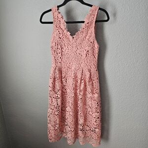 ASTR The Label Lace Dress Size M Blush Color V Neck